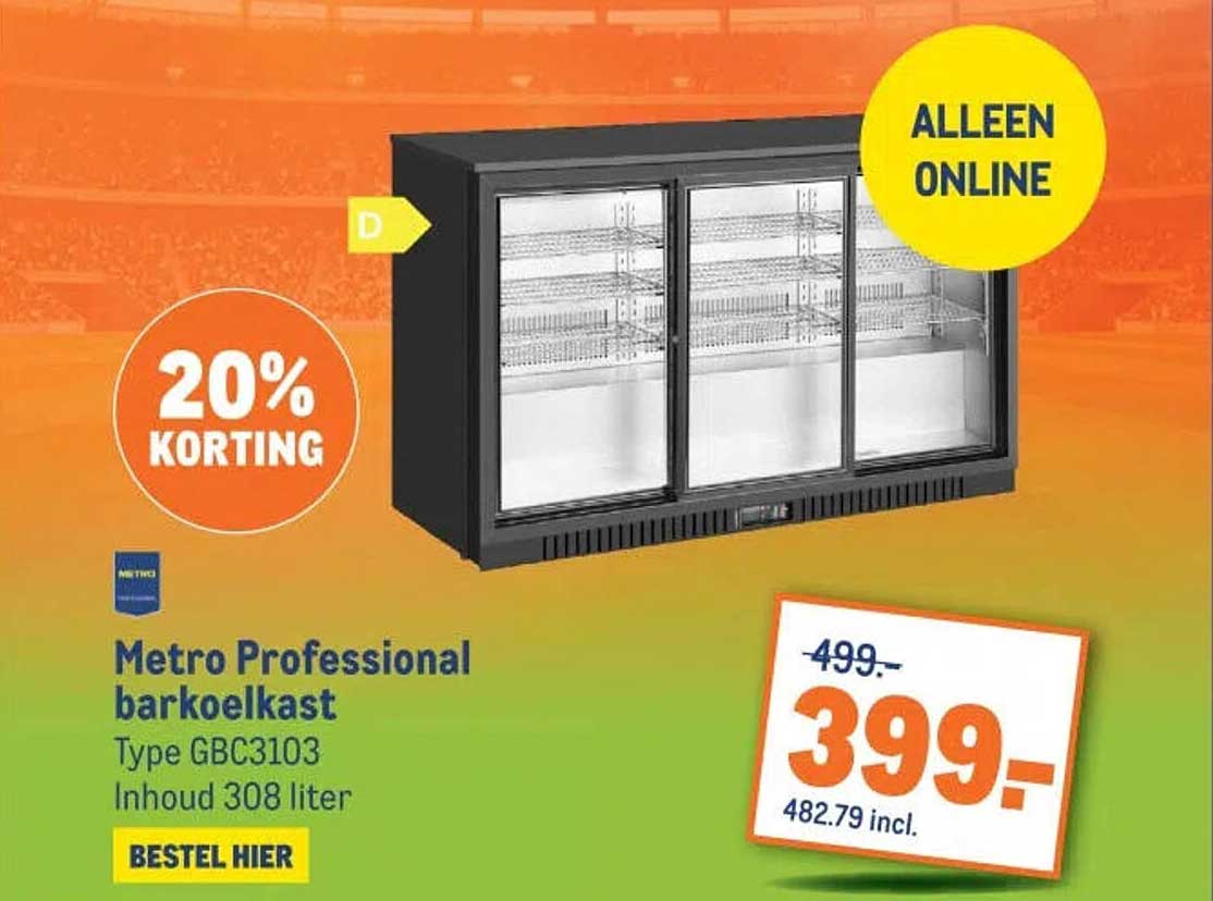 Metro Professional barkoelkast Type GBC3103 Inhoud 308 liter 20% korting