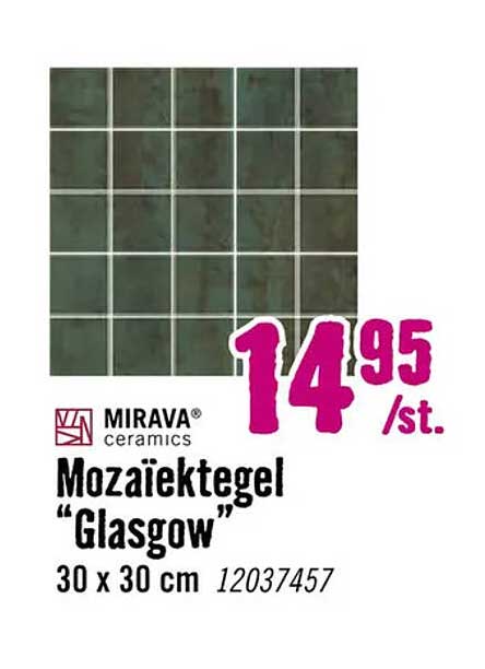 MIRAVA ceramics Mozaïektegel “Glasgow” 30 x 30 cm