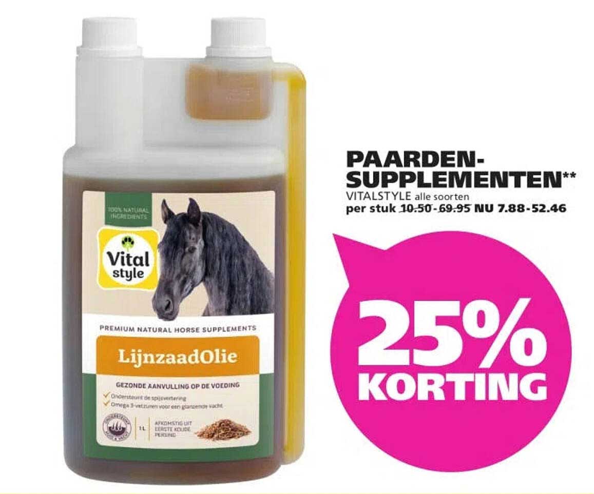 PAARDEN-SUPPLEMENTEN VITALSTYLE alle soorten 25% KORTING