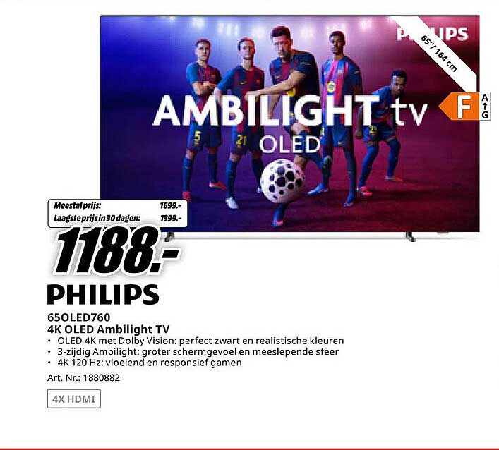PHILIPS 65OLED760 4K OLED Ambilight TV