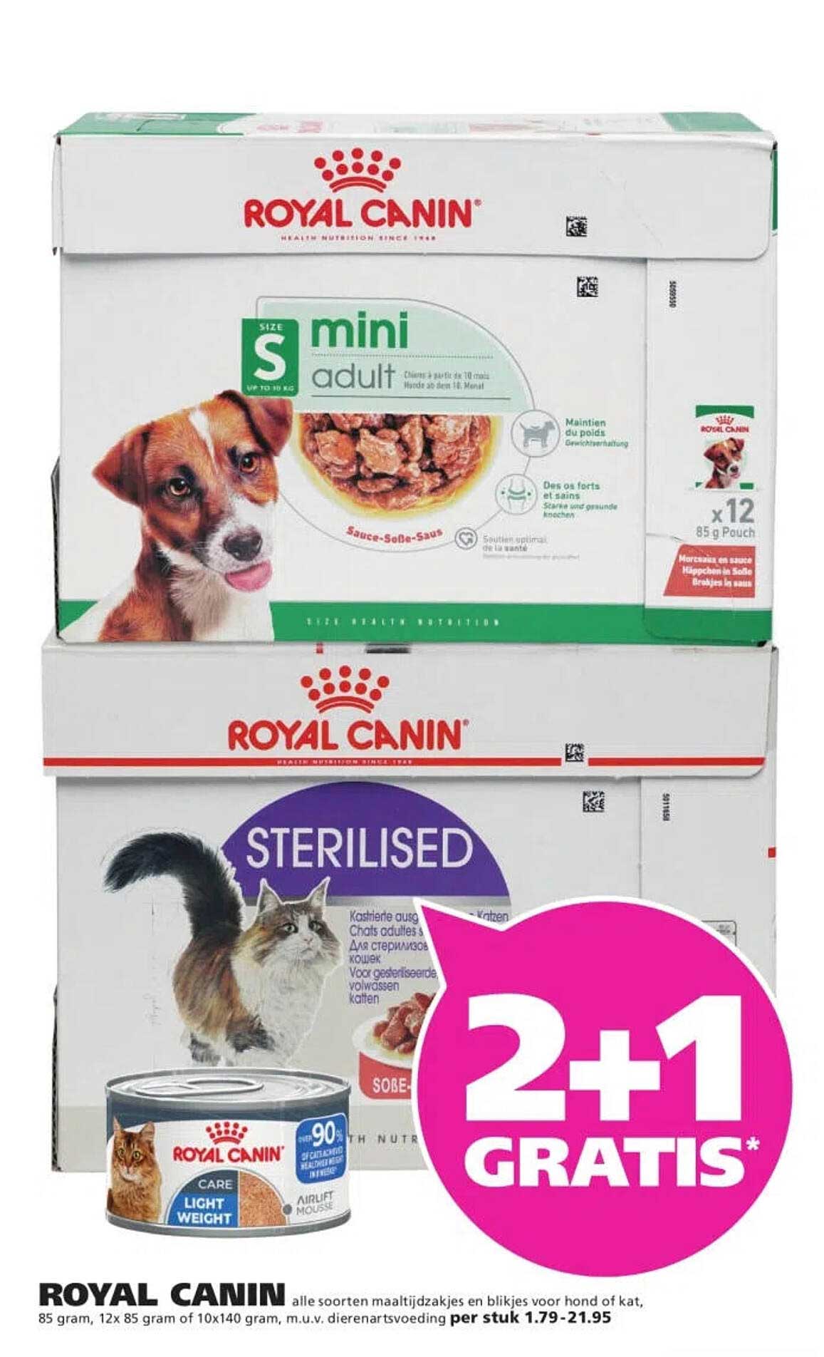 ROYAL CANIN alle soorten maaltijdzakjes en blikjes voor hond of kat, 85 gram, 12x 85 gram of 10x140 gram, m.u.v. dierenartsvoeding 2+1 GRATIS