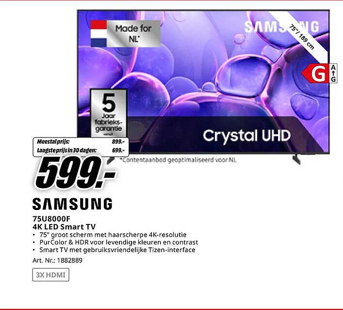 SAMSUNG 75U8000F 4K LED Smart TV