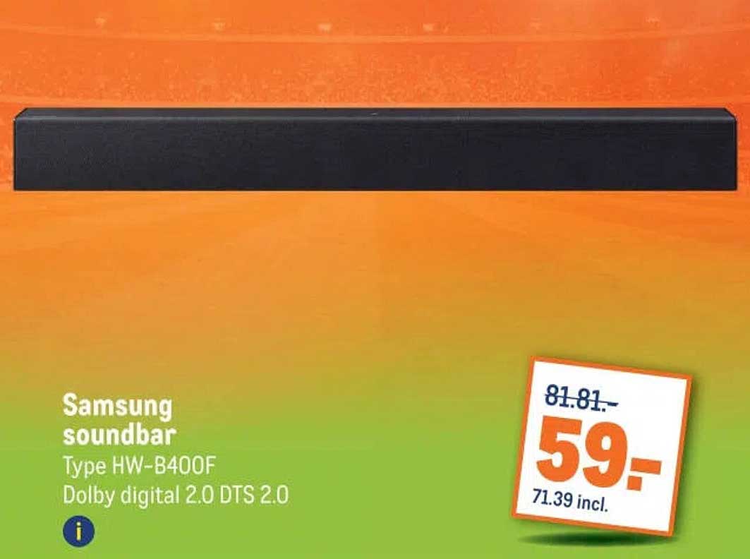Samsung soundbar Type HW-B400F Dolby digital 2.0 DTS 2.0