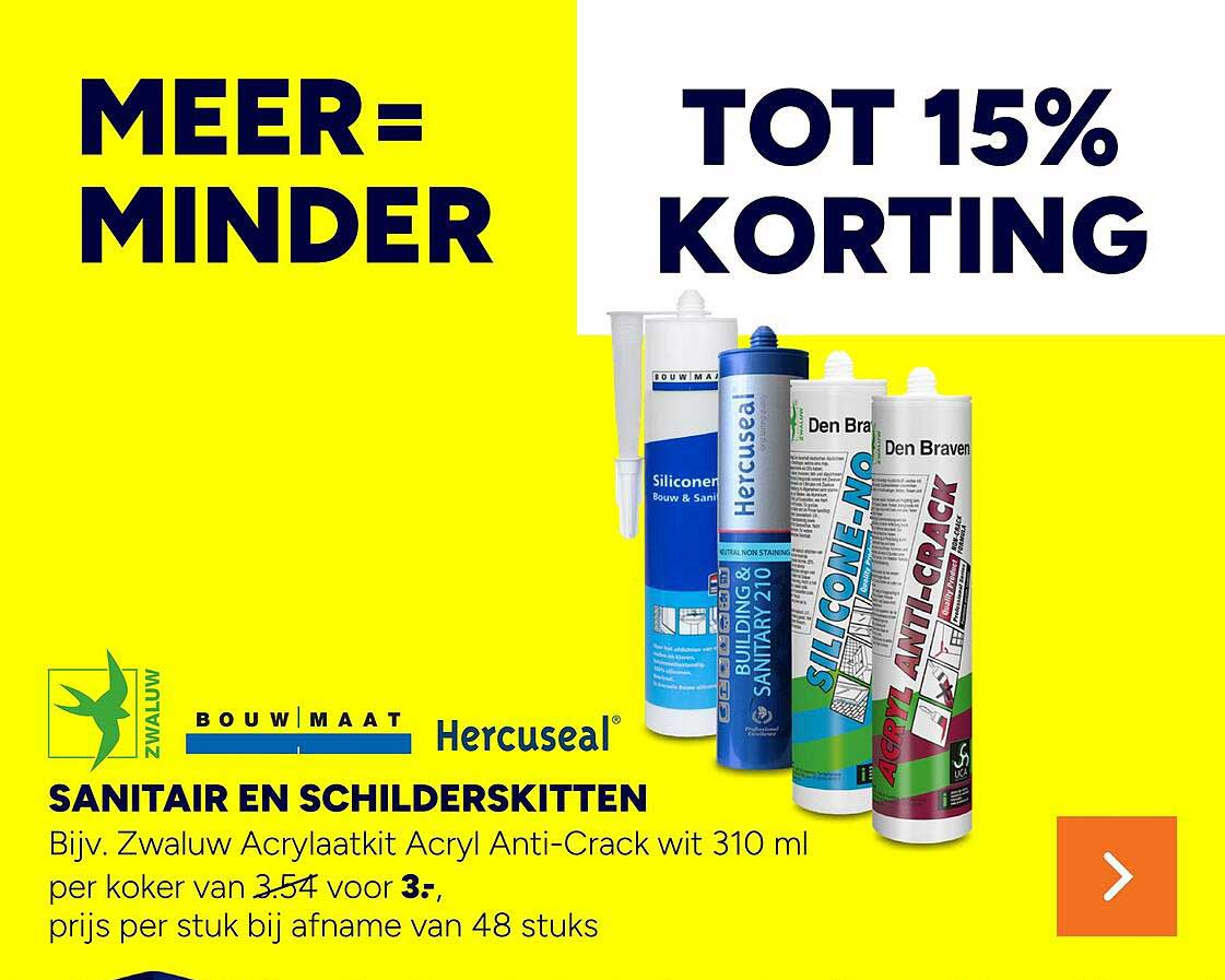 SANITAIR EN SCHILDERSKITTEN TOT 15% KORTING
