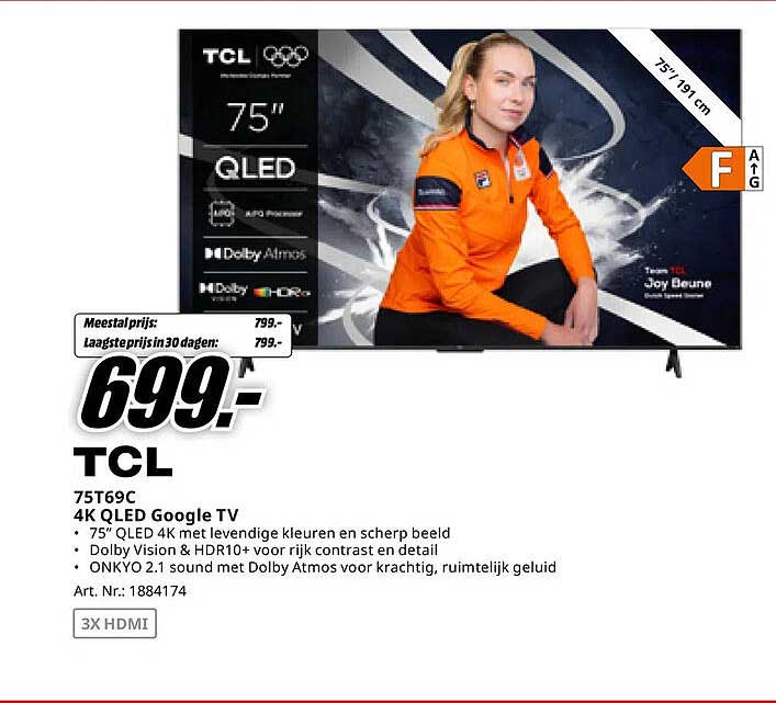 TCL 75T69C 4K QLED Google TV
