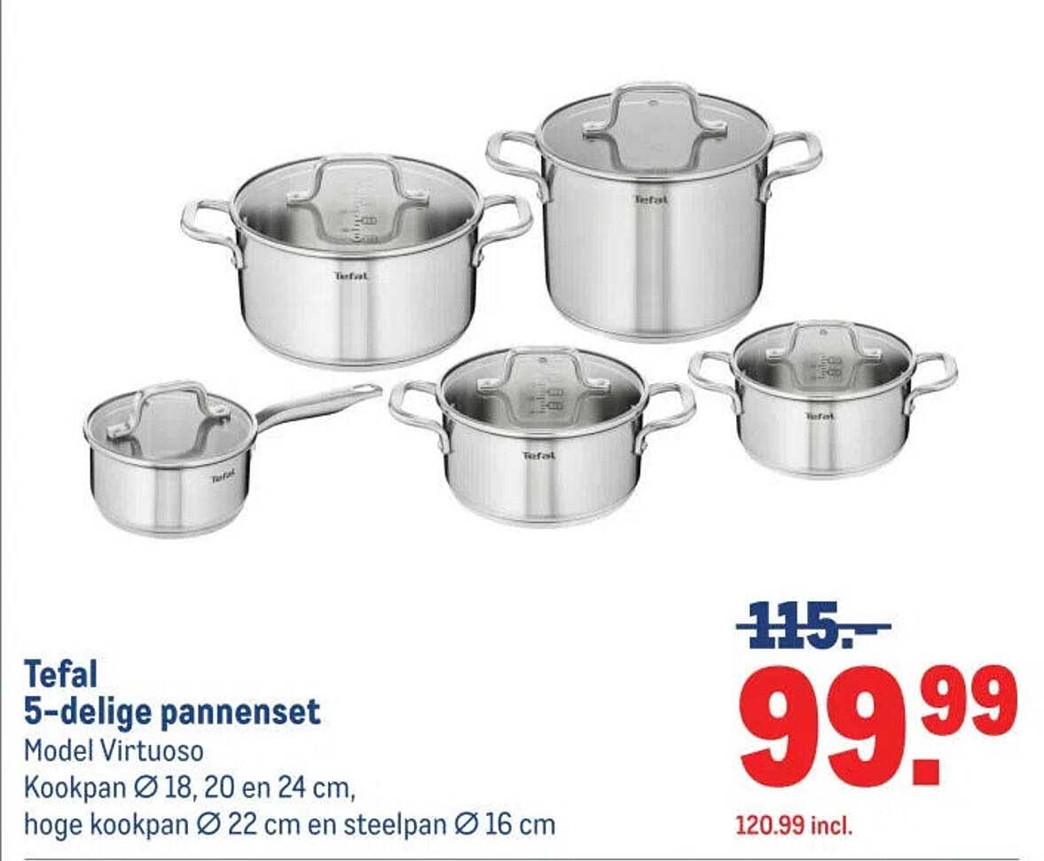 Tefal 5-delige pannenset Model Virtuoso