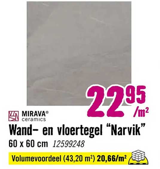 Wand- en vloertegel "Narvik" 60 x 60 cm