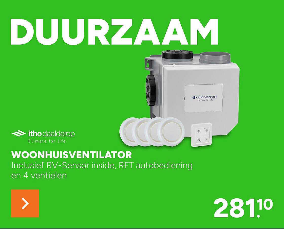 Woonhuisventilator Inclusief Rv-Sensor Inside, Rft Autobediening En 4 ...