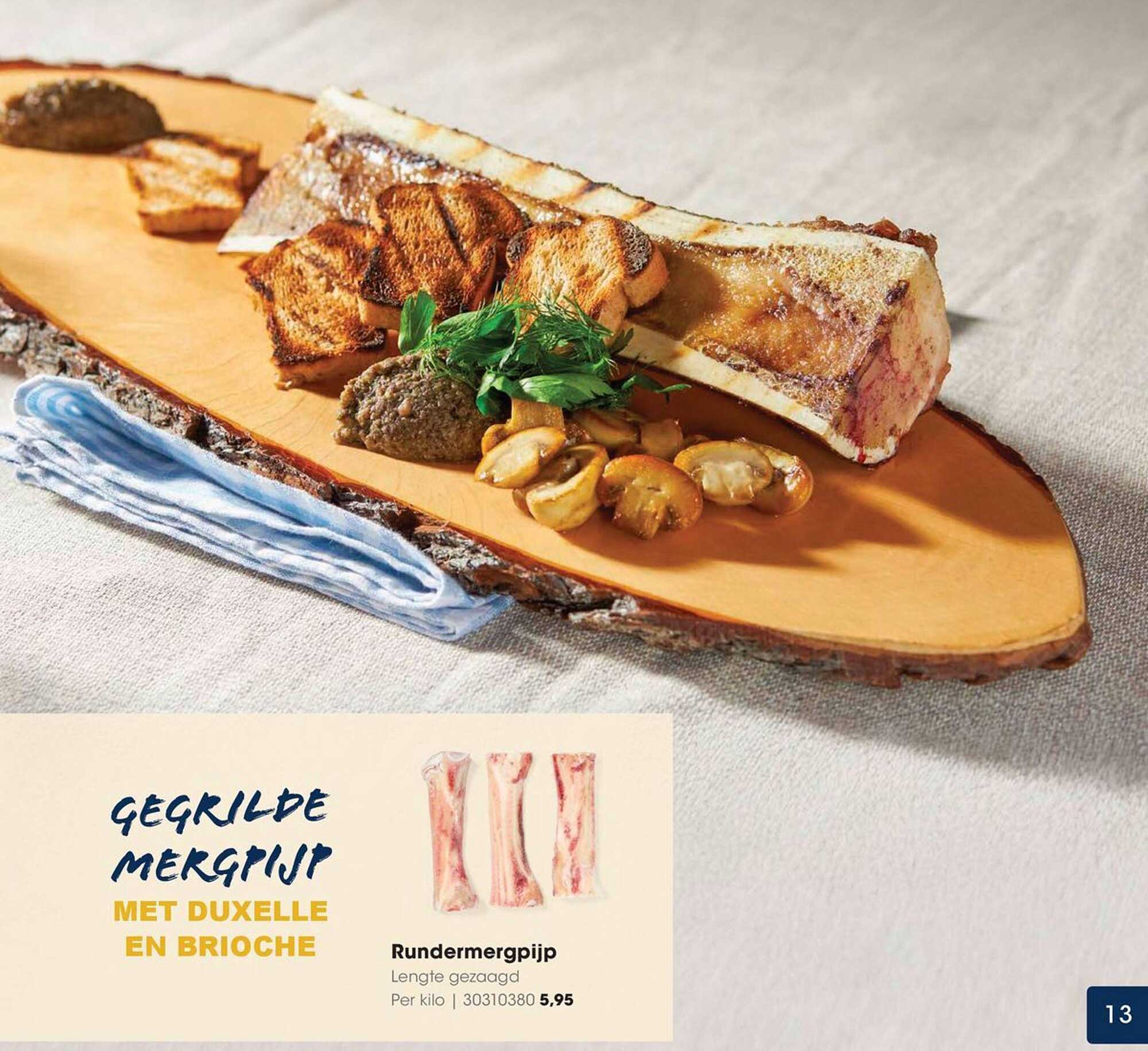 Grilde mergpijp met duxelle en brioche