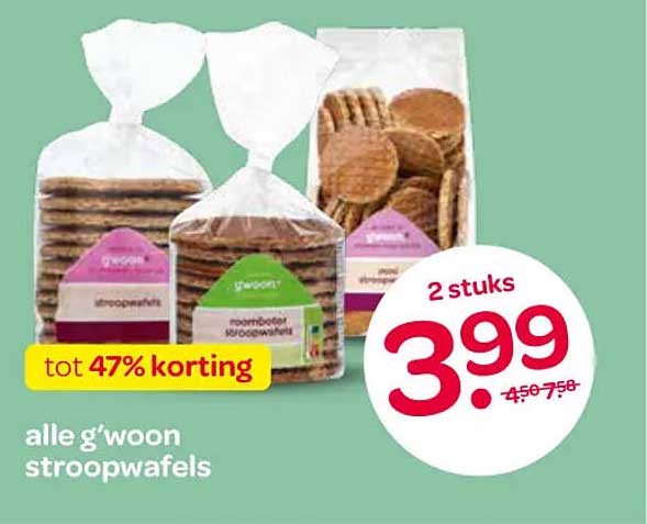 alle g'woon stroopwafels tot 47% korting
