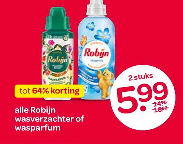 alle Robijn wasverzachter of wasparfum tot 64% korting