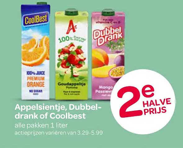 Appelsientje, Dubbel-drank of Coolbest alle pakken 1 liter 2e halve prijs