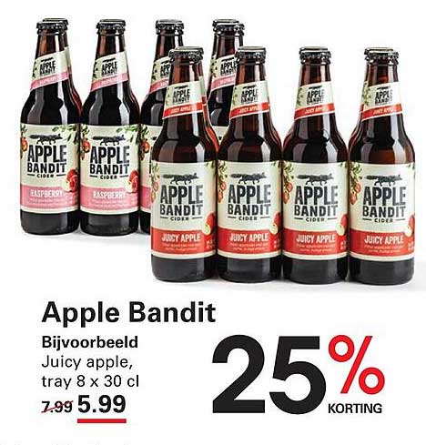 Apple Bandit Bijvoorbeeld Juicy apple, tray 8 x 30 cl 25% korting