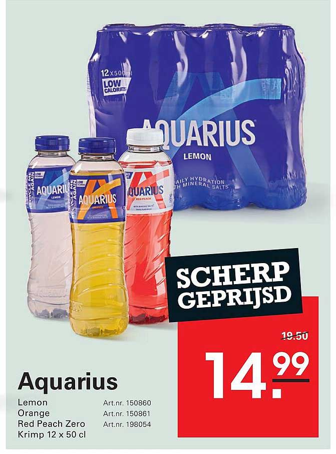 Aquarius Lemon Orange Red Peach Zero Krimp 12 x 50 cl