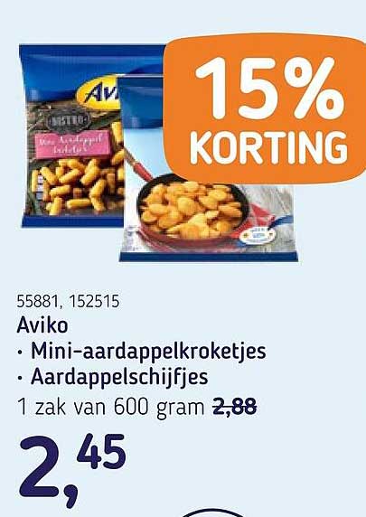 Aviko Mini-aardappelkroketjes Aardappelschijfjes 15% KORTING