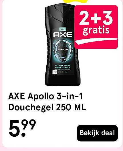AXE Apollo 3-in-1 Douchegel 250 ML 2+3 gratis