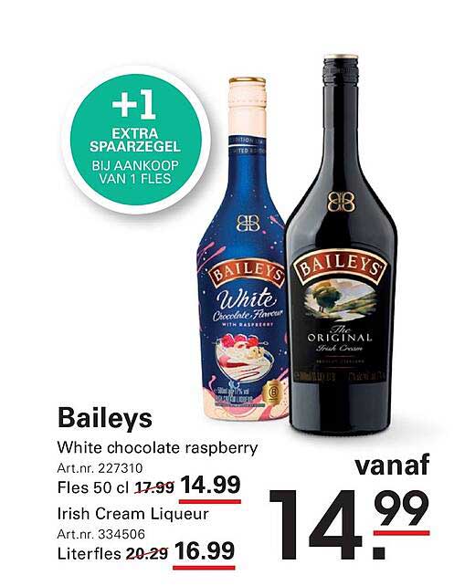 Baileys White chocolate raspberry +1 extra spaarzegel bij aankoop van 1 fles