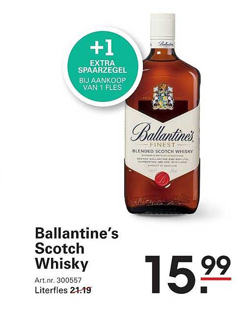 Ballantine’s Scotch Whisky +1 extra spaarzegel bij aankoop van 1 fles