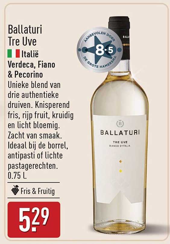 Ballaturi Tre Uve Italië Verdeca, Fiano & Pecorino