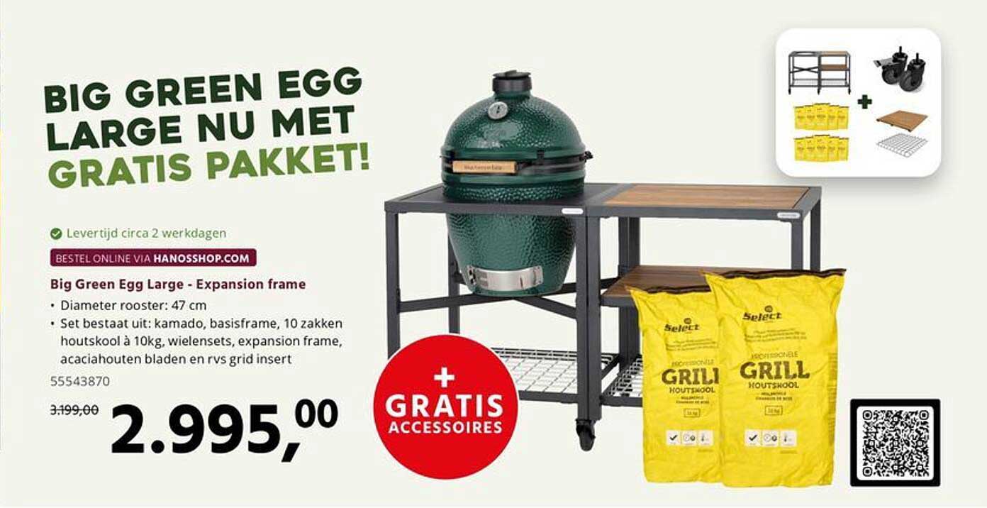 Big Green Egg Large nu met gratis pakket! + GRATIS ACCESSOIRES