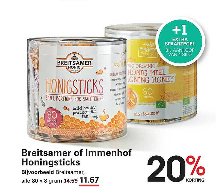 Breitsamer of Immenhof Honingsticks +1 extra spaarzegel bij aankoop van 1 silo