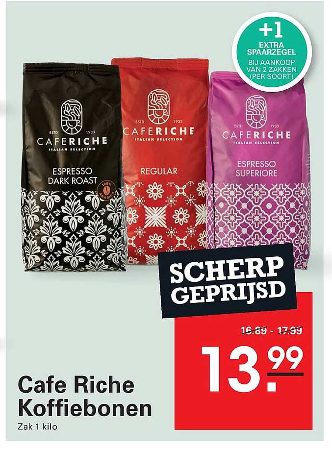 Cafe Riche Koffiebonen Zak 1 kilo - SCHERP GEPRIJSD