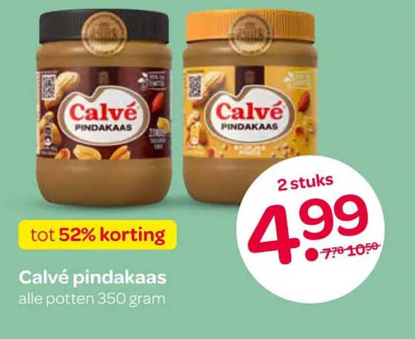 Calvé pindakaas alle potten 350 gram tot 52% korting