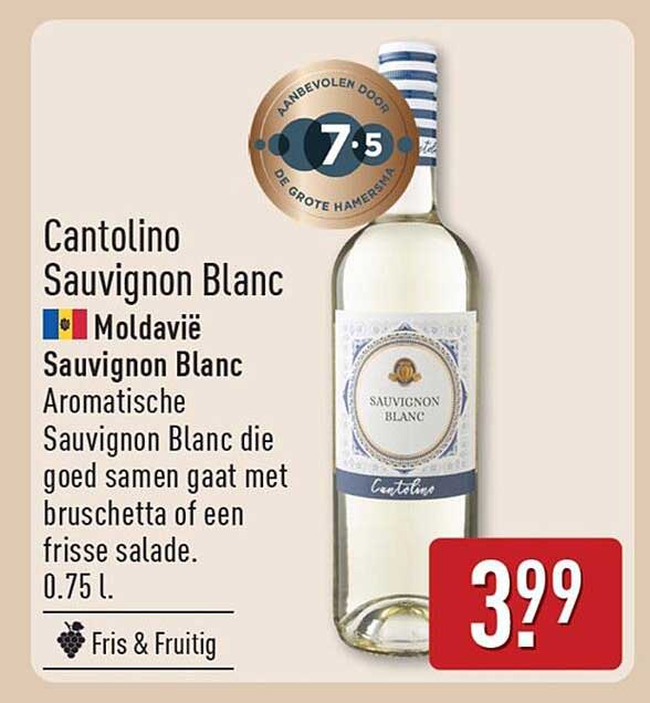 Cantolino Sauvignon Blanc Moldavië Sauvignon Blanc Aromatische
