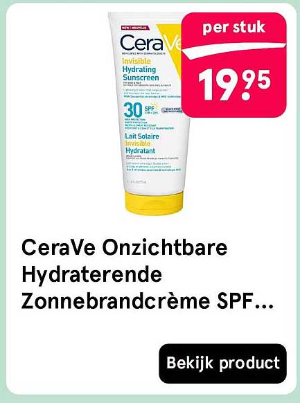 CeraVe Onzichtbare Hydraterende Zonnebrandcrème SPF...