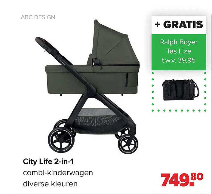 City Life 2-in-1 combi-kinderwagen diverse kleuren + GRATIS Ralph Boyer Tas Lize t.w.v. 39,95