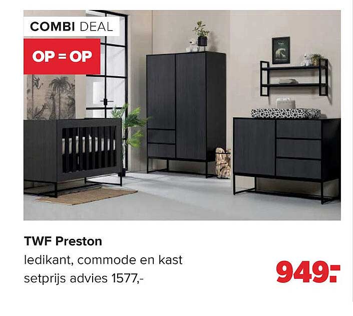 COMBI DEAL OP = OP TWF Preston ledikant, commode en kast