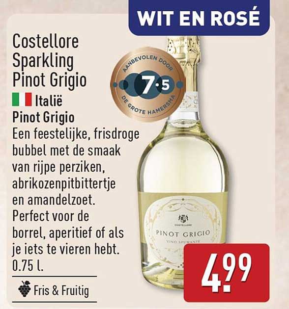 Costellore Sparkling Pinot Grigio Italië Pinot Grigio