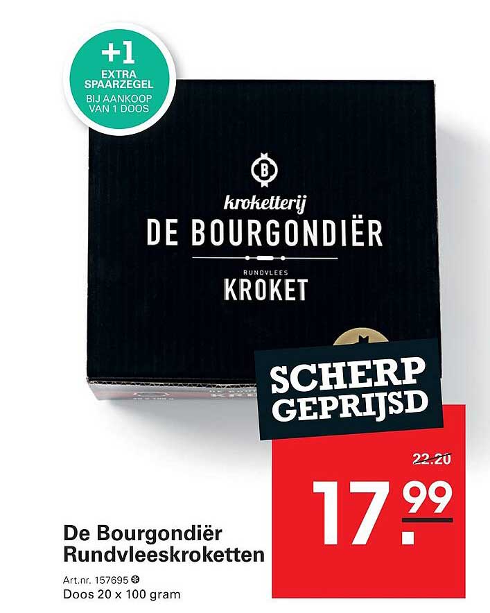 De Bourgondiër Rundvleeskroketten +1 extra spaarzegel bij aankoop van 1 doos