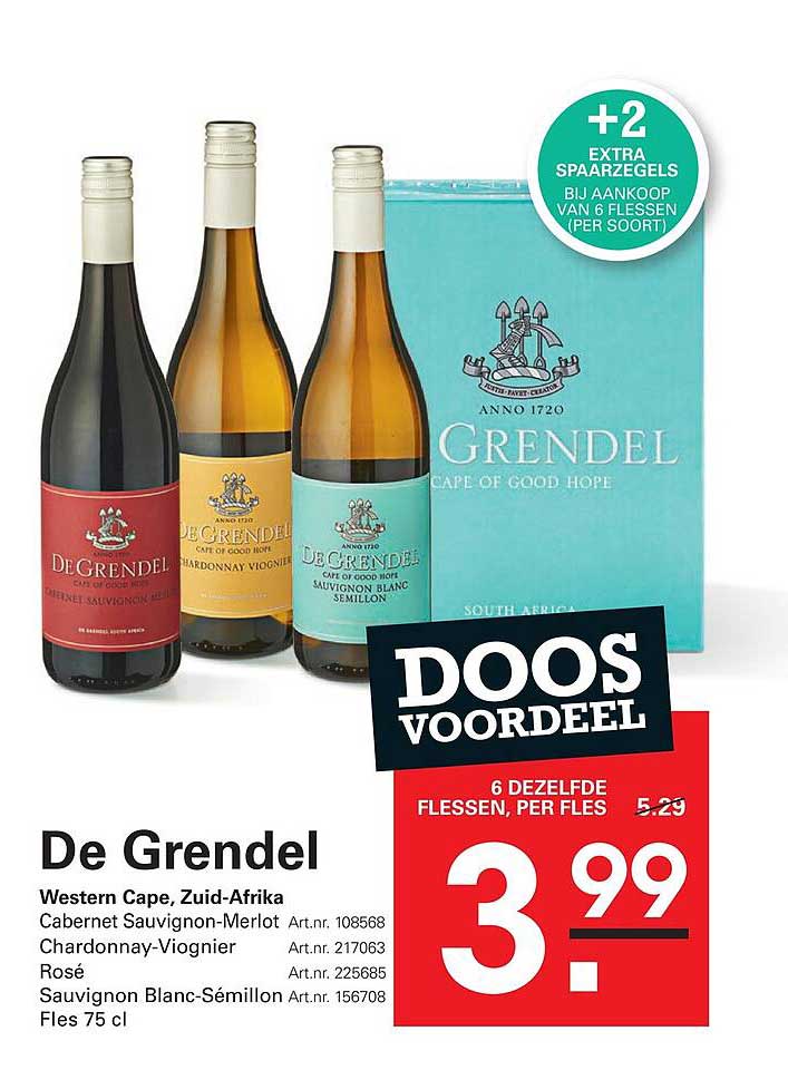 De Grendel Doos voordeel 6 dezelfde flessen, per fles