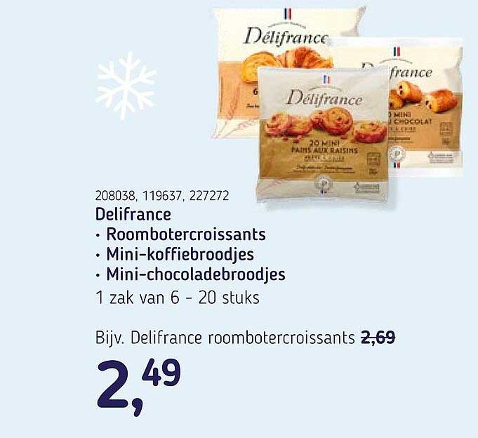 Delifrance Roombotercroissants Mini-koffiebroodjes Mini-chocoladebroodjes