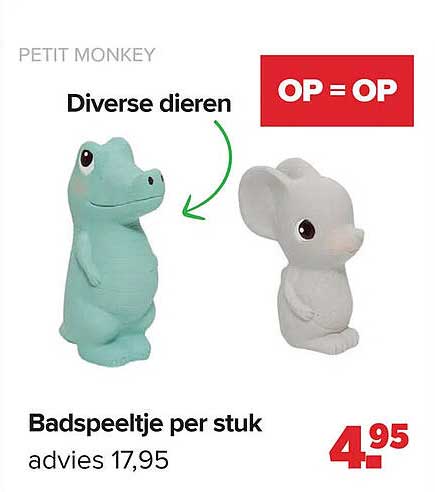 Diverse dieren Badspeeltje per stuk OP = OP