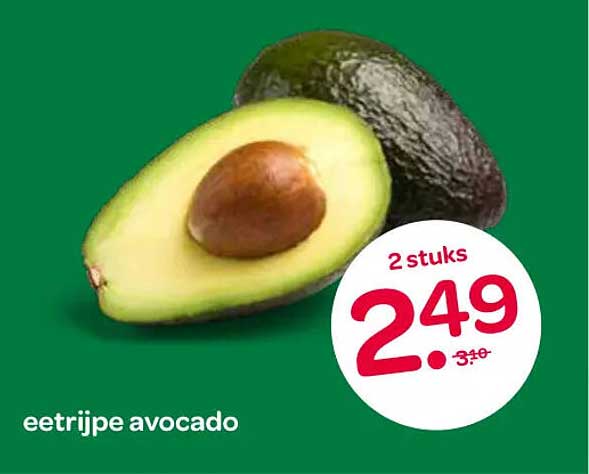 eetrijpe avocado 2 stuks