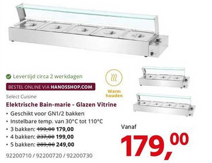 Elektrische Bain-marie - Glazen Vitrine