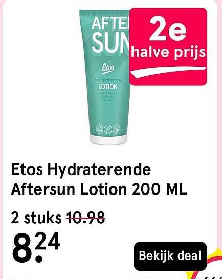 Etos Hydraterende Aftersun Lotion 200 ML 2 stuks 10.98 2e halve prijs