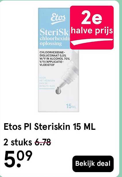 Etos Pl Steriskin 15 ML 2 stuks 2e halve prijs
