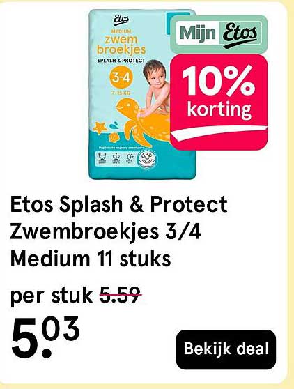 Etos Splash & Protect Zwemboekjes 3/4 Medium 11 stuks