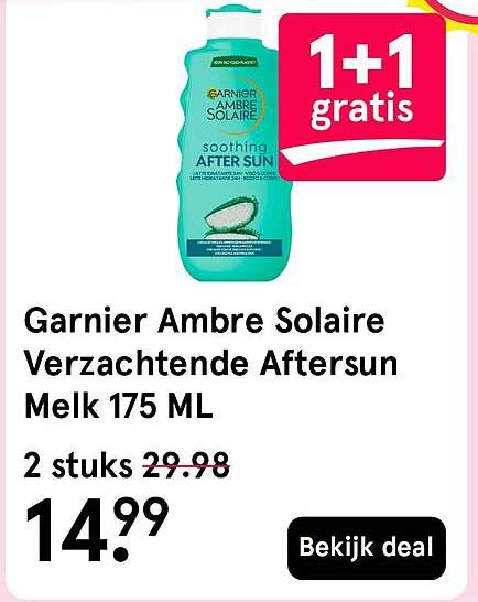 Garnier Ambre Solaire Verzorgende Aftersun Melk 175 ML 1+1 gratis