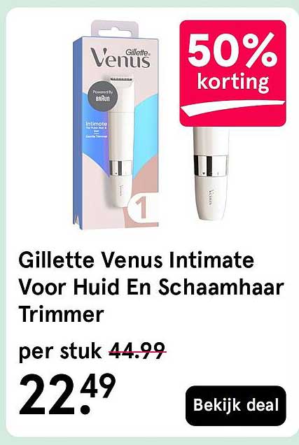Gillette Venus Intimate Voor Huid En Schaamhaar Trimmer 50% korting