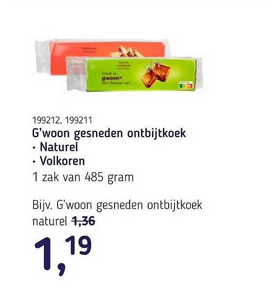 G’woon gesneden ontbijtkoek - Naturel - Volkoren