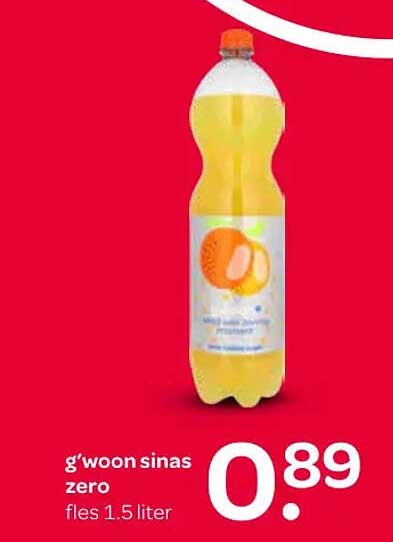 g'woon sinas zero fles 1.5 liter
