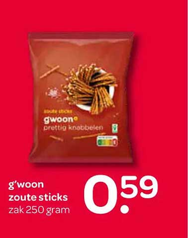 g'woon zoute sticks zak 250 gram