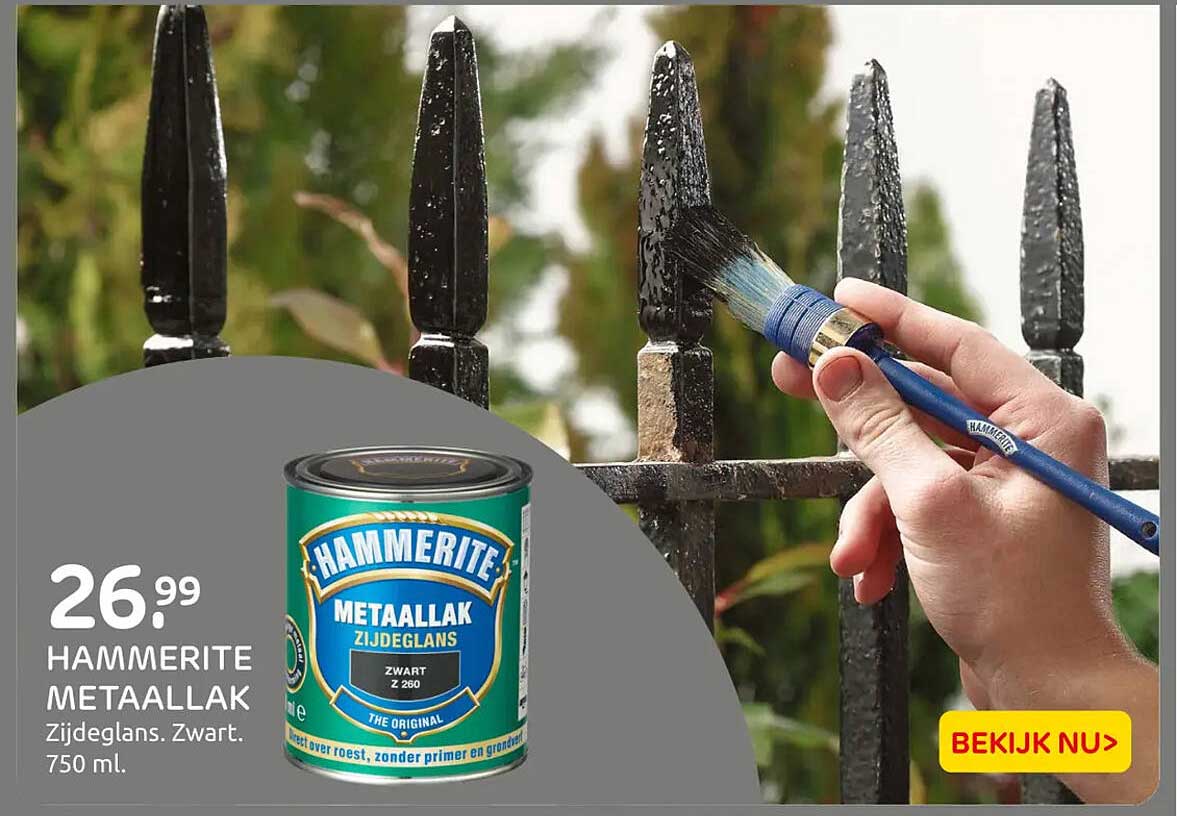 HAMMERITE METAALLAK Zijdeglans. Zwart. 750 ml.