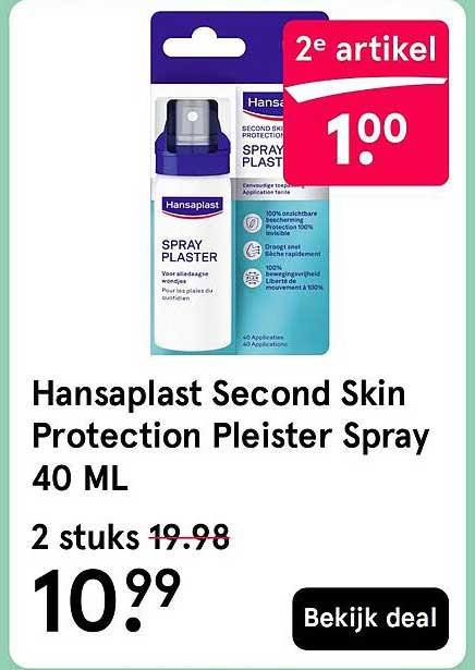 Hansaplast Second Skin Protection Pleister Spray 40 ML 2e artikel