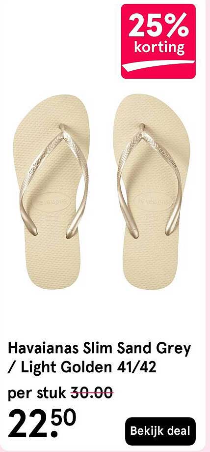 Havaianas Slim Sand Grey / Light Golden 41/42 25% korting