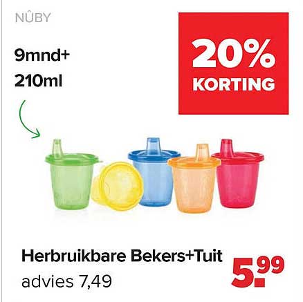 Herbruikbare Bekers+Tuit 20% korting